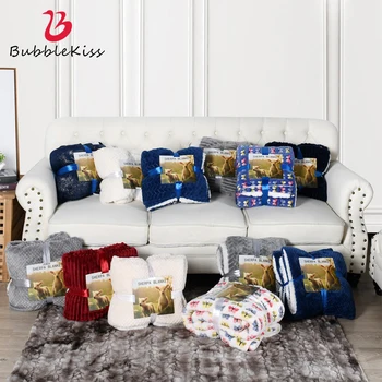 

Bubble Kiss 2020 New Soft Plush Fluffy Blanket Lamb Wool Design Thicken 150cmX120cm Blanket Sofa Towel Bed Cover Throw Blanket