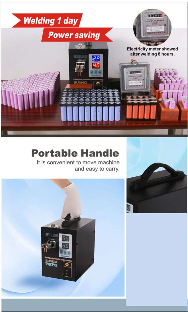 NEW SUNKKO 737G S737G double digital double pulse small battery welding machine English panel battery spot welder