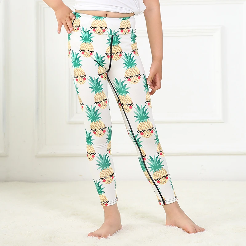 

2019 Girls Leggings Printing Series 7 Cartoon High Waist Nine-Point Stretch Pants Over 140CM Polyester Sports Yoga Pants
