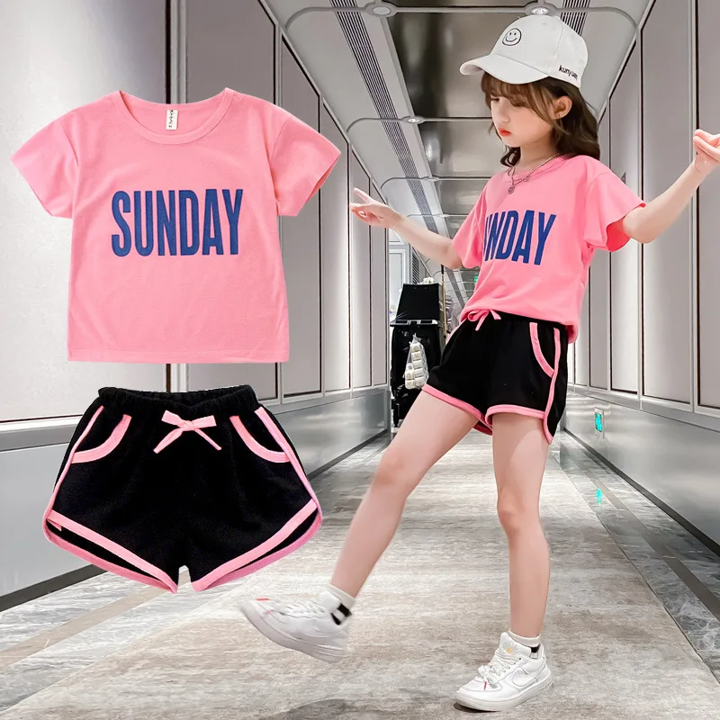 US Toddler Kids Baby Girl Short Sleeve Tops Shorts Pants 2Pcs Set Clothes Summer 