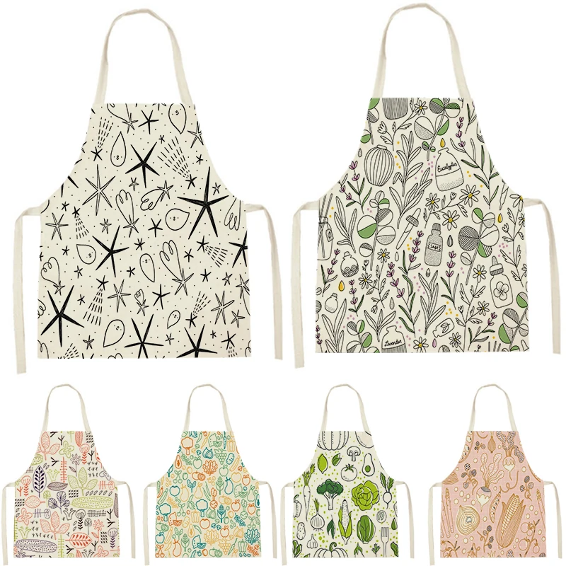 

1 Pcs Garden Vegetable Print Sleeveless Apron Children'S Cleaning Home Men'S And Women'S Kitchen Waist Bib Anti-Fouling Pinafore