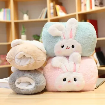 

2020 Winter Rabbit Plush Hand Warmer Pillow Blue Pink Gray Beige Cute Rabbit Travel Nap Pillow Pregnant Woman Boyfriend Pillow
