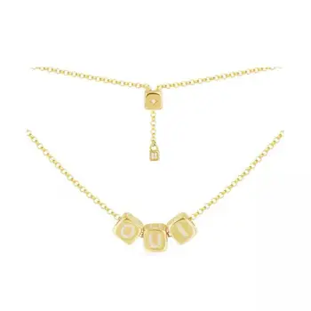 

S925 pure silver high-end micro inlaid crystal fashion personalized dice oui Necklace