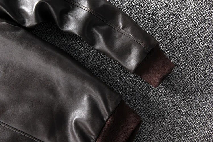 ABOORUN Men's Winter Thicken Genuine Sheepskin Leather Jacket Motorcycle Biker Slim Real Leather Jacket for Male R3297