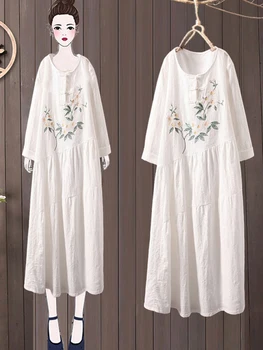 

2020 chinese dress vestidos women's chiffon robe cheongsam qipao zen meditation tea dress clothes vintage casual retro