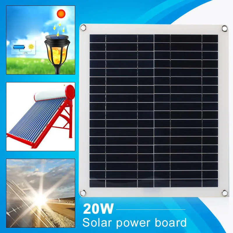 

42*37*0.3cm Polysilicon Solar Charging Equipment Solar Cells Module Travel Phone Charger Outdoor 20W Solar Panel DIY Powered