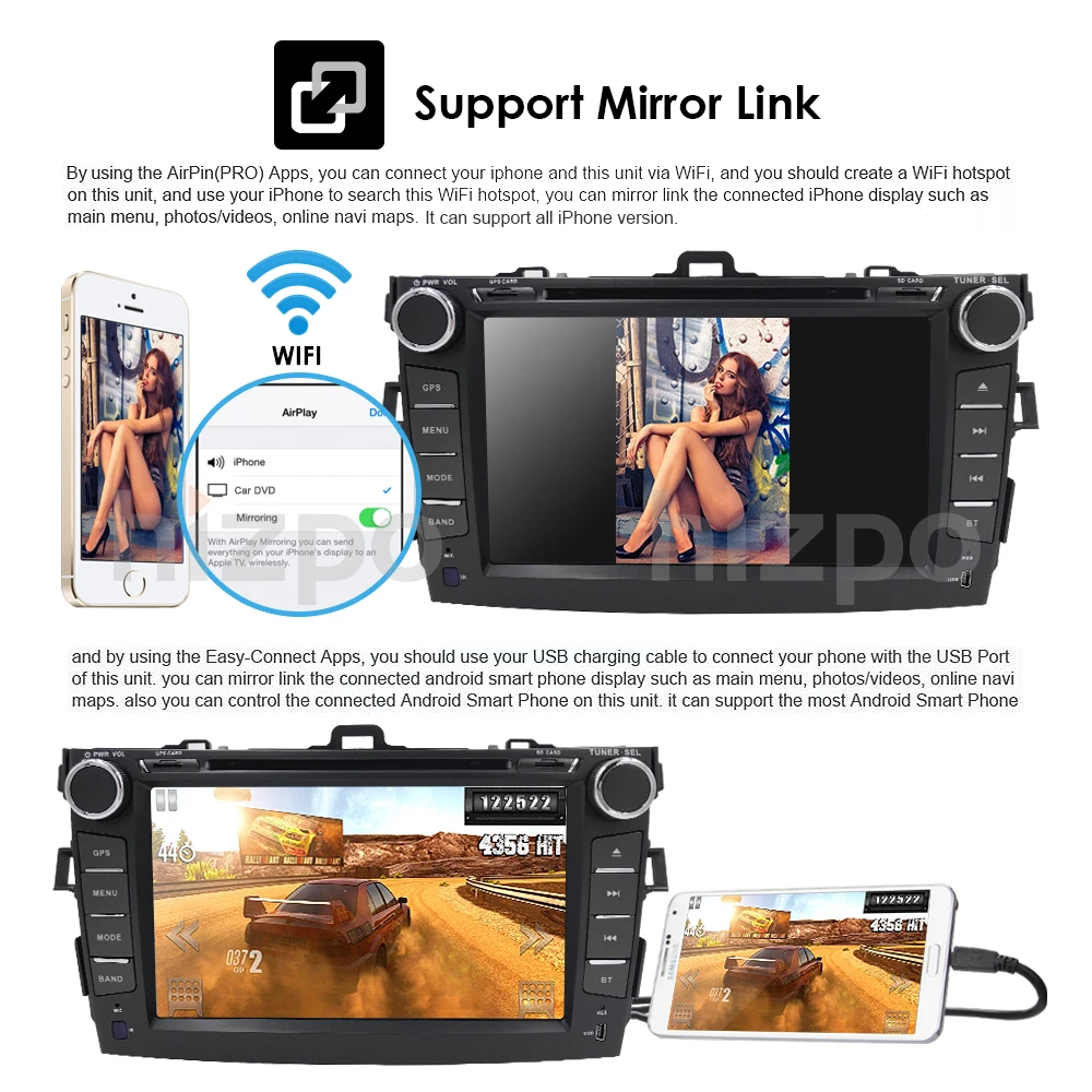 Cheap 8"Quad Core 2 din car radio dvd gps android 9.0 For Toyota corolla 2007-2011 in dash autoradio multimedia head unit 2G Ram Wifi 9