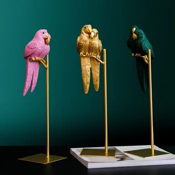 

Bird Statue Parrot Resin Nordic Style Crafts Home Decoration Desktop Miniature Couple Gift