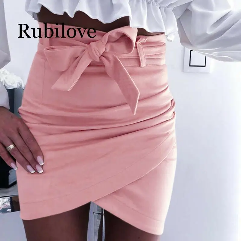 Rubilove, Женская облегающая короткая мини эластичная плиссированная юбка, тонкая модная бесшовная Повседневная тянущаяся узкая короткая юбка-карандаш