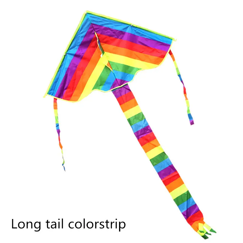 Colorful Rainbow Kite Long Tail Nylon Outdoor Kites Flying Toys For Children Kids Stunt Kite Surf Without Control Bar and Line