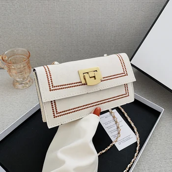

Retro Chain Handbags Women Elegant Female Shoulder Bags Scrub PU Envelope Female Messenger Bags