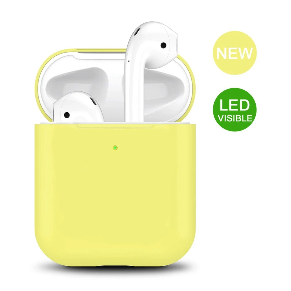 Yellow Силиконовый чехол для наушников AirPods, чехол для зарядки, чехол для Apple AirPods Air Pod 1 2, Bluetooth коробка, гарнитура, защитный чехол - Цвет: Yellow