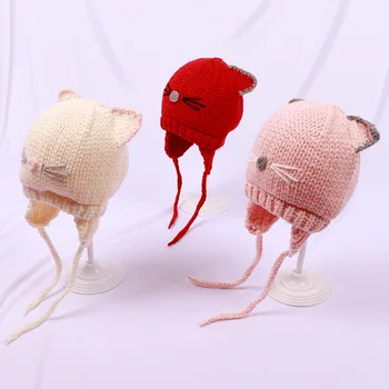 

Winter Hat For Newbron Baby Warm Knitted Beanie For Kids Autumn Toddler Infant Cartoon Hat Kid Cute Ear Cap Girl Boy Bonnet