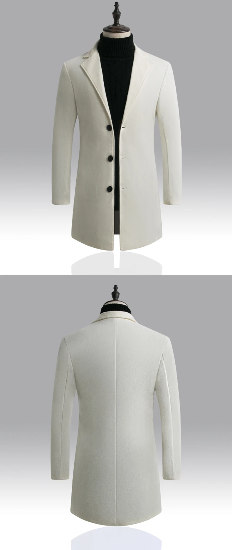 Осеннее и зимнее мужское шерстяное пальто большого размера, качественная трендовая Модная приталенная Повседневная однотонная ветровка средней длины, M-5XL