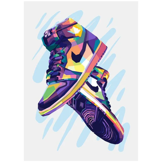 Modern couple sneakers canvas paintings, street art graffiti wall paintings and posters, family living room decoration paintings as the picture shows