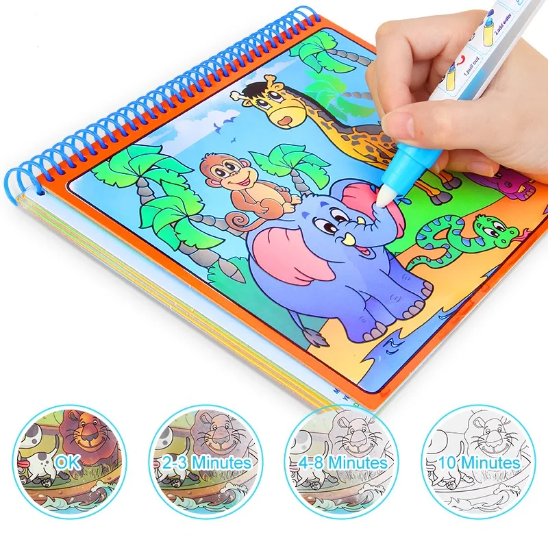 Livro mágico com caneta mágica de desenho na água, livro de colorir ...