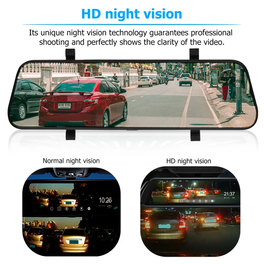 9,66 дюймов Автомобильное зеркало заднего вида DVR камера wifi 4 г Android 8,1 видеорегистратор gps навигатор ADAS g-сенсор ночное видение регистраторы
