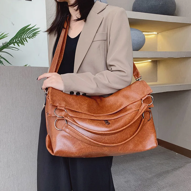 

FUNMARDI Female Bags New Fashion PU Leather Ladies Shoulder Bags Luxury Brand Handbags Lychee Pattern Tote Bags Big Bag WLHB2354