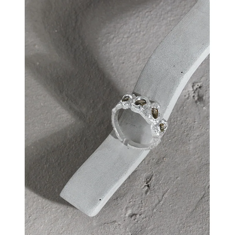 SHANICE S925 sterling silver open ring Irregular surface micro-paved zircon Women Jewelry silver rings,silver ring
