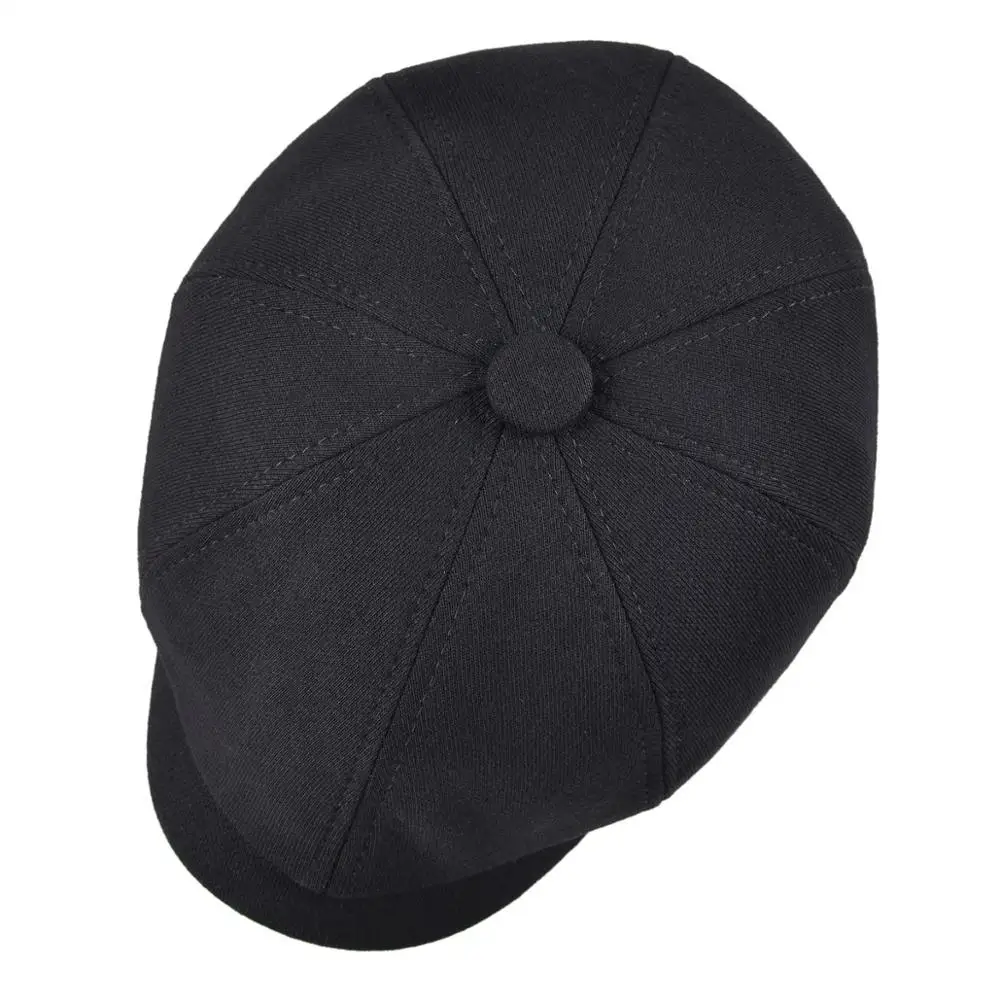 VOBOOM Big Size Cotton Men Women Black Flat Ivy Beret Cap Soft Solid Color Boina Driving Cabbie Hat Adjustable Newsboy Caps 321