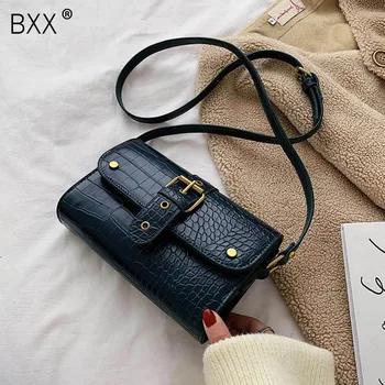 

[BXX] Stone Pattern PU Leather Crossbody For Women 2020 Crossbody Shoulder Bag Female Winter Travel Handbags and Purses HJ419