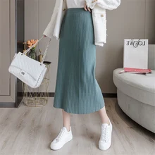 Осень зима Женская юбка модная плотная плиссированная юбка длинные юбки элегантные миди юбки макси с эластичной талией Faldas Mujer Moda