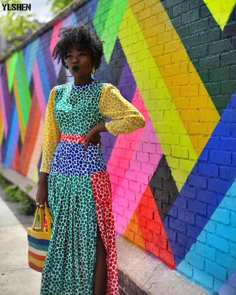 New African Dresses For Women Clothes Dashiki Rainbow Leopard Split Africa Dress Clothing High Quality Boubou Robe Africaine 03
