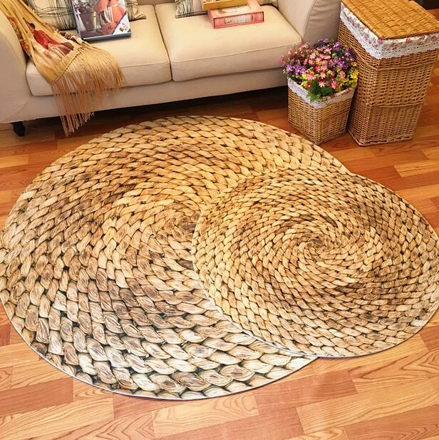 redonda de paja con estampado 3D japonés para habitación de alfombrilla de baño para dormitorio, antideslizante, 80x80, 100x100| Alfombra| - AliExpress