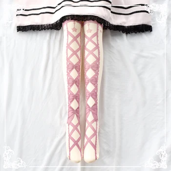 

High Quality Japanese Sweet Lolita Stockings Mori Girl Bow Pantyhose Kawaii Girl Legging Panty Hose