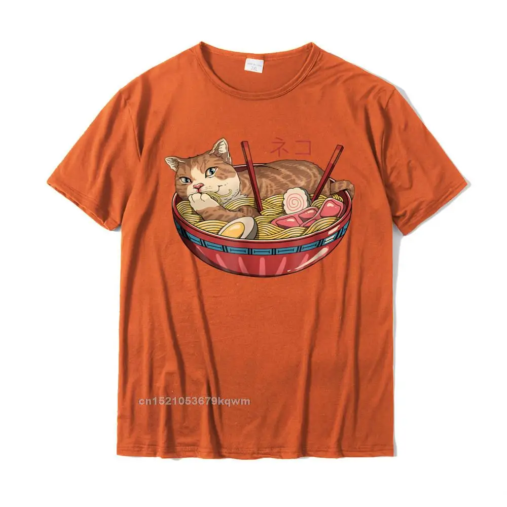 Cute Neko Ramen v2 T-Shirt__3228 Casual T-shirts for Men 100% Cotton NEW YEAR DAY Tops T Shirt Tops Shirts Brand New Crew Neck Cute Neko Ramen v2 T-Shirt__3228 orange