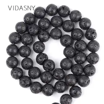 

Natural Lava Stone Round Spacer Beads Diy Necklace Accessories 4/6/8/10/12mm Loose Beads For Jewelry Making 15inch Wholesale
