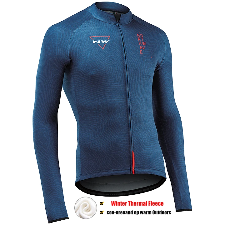 Northwave Winter Thermal Fleece Jersey Pro Team NW Cycling Jackets Bicycle Cycling Warm MTB Bike Clothing Sport Wear - Color: Pic Color