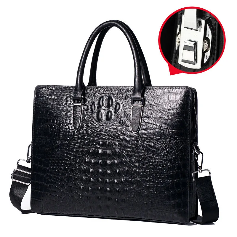 

2022 New Alligator Cow Genuine Leather Business Men's Briefcase Male Briefcase Shoulder Bag Men Messenger Laptop Computer Bag