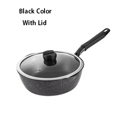 20/24/26/28CM Skillets Aluminium Alloy Non-stick Frying Pan Long Handle Saucepan Maifan Stone Stockpot Cooking Soup Pot Cookware - Цвет: Black With Lid