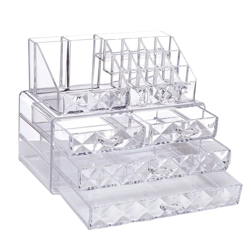 

Diamond Pattern Jewelry & Cosmetic Storage Display Boxes Two Pieces Set