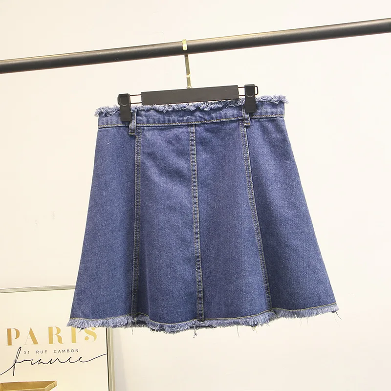 

Spring And Summer New Style Large Size Dress High-waisted Cowboy Skirt Slimming Flash Versatile Hip Fat Mm Short Skirt Denim Ski