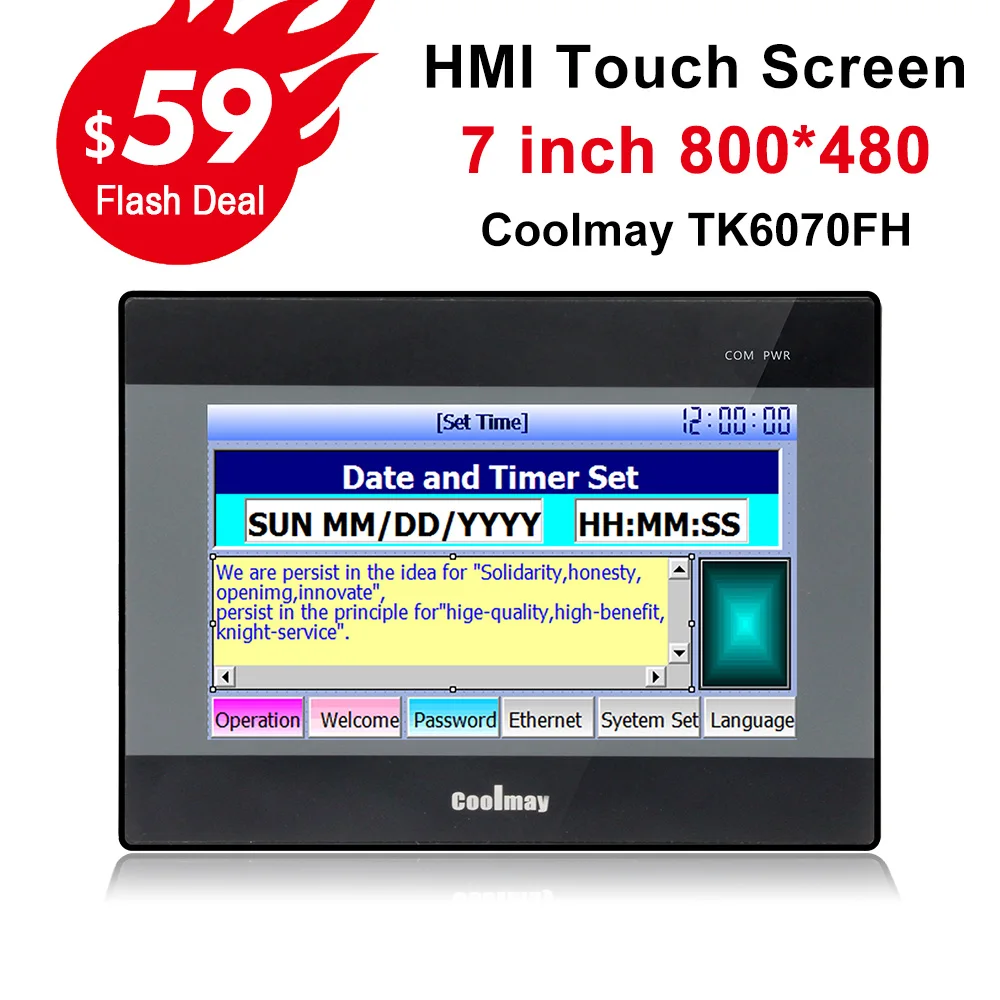 Coolmay tk6070fh hmi tela sensível ao toque 7 polegada 800*480 painel de toque nova interface máquina humana 8 eixos cnc hmi plc controlador