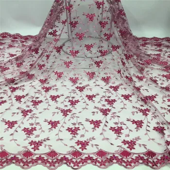 

2019 New style French net lace fabric 3D flower African tulle mesh beads lace fabric high quality lace nigerian lace fabric