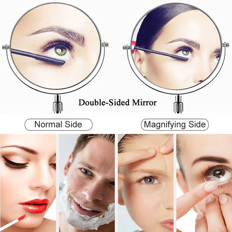 Double Sided Vanity Makeup Mirror, Tabletop Cosmetic Mirror, Holder Height Adjustment 7/8Inch, 1X/3X Magnification 3