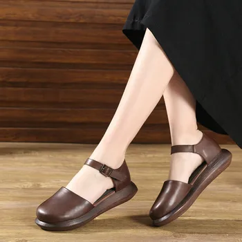

Sandals Manual Genuine Leather Woman Sandals Women's Shoes