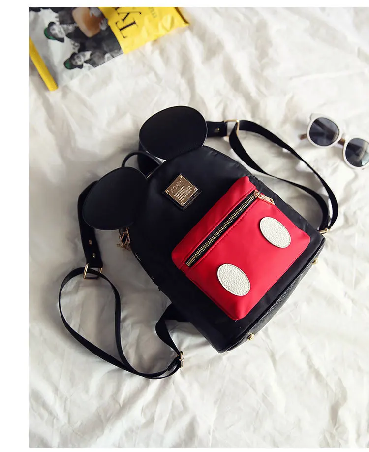 Модный женский рюкзак с Микки, черный нейлоновый школьный рюкзак для девочек, мини-рюкзак для путешествий, школьный рюкзак для детей, рюкзак Mochila S178