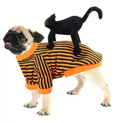 Забавные костюмы для косплея на Хеллоуин для питомца собак, полосатая рубашка с принтом щенка, одежда для костюмированной вечеринки