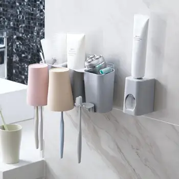 

Wall-Mounted Washing Cup Holder Bathroom Toothpaste Storage Organizer Rack Toothbrush Holder Suction Cup