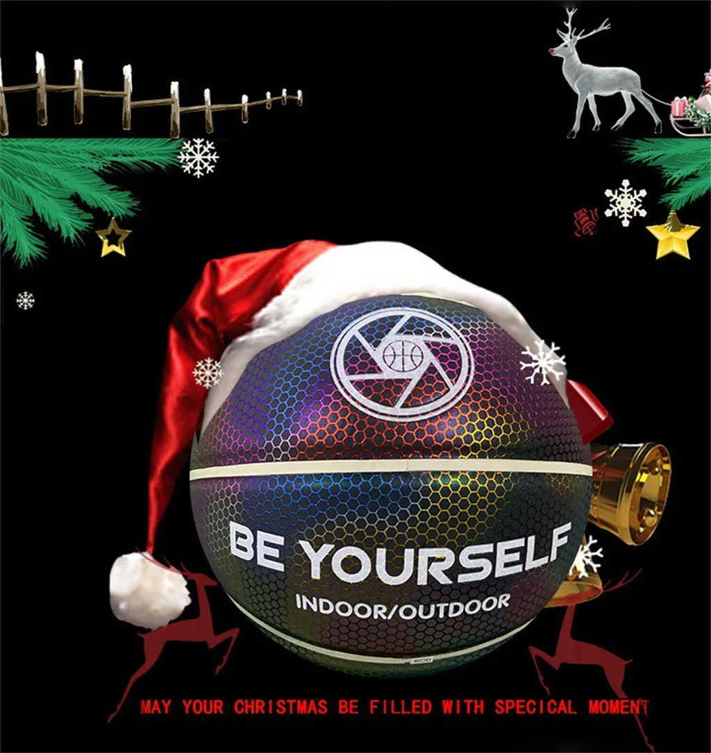 Size 7 Luminous Basketball Battery-Free Glowing Basketball Children Trainning Adults Kids Sports toy Child Early Training Game#D
