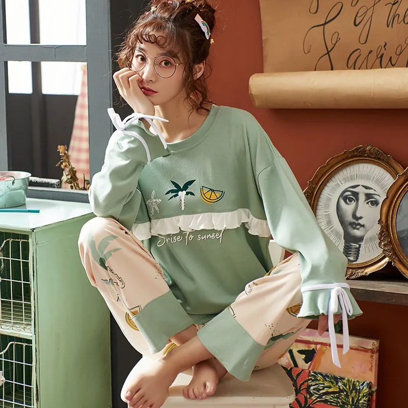 

BZEL Lovely Sleepwear Sets Large Size Pajamas Ladies Casual Homewear Cosy Cotton Pijama Pyjama Sexy Night Wear Underwear M-XXXXL