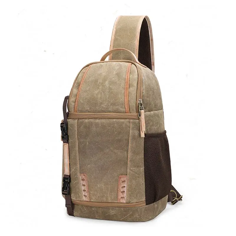 

Photography Bag Waterproof Breathable Wax Canvas Wear-Resistant Casual Bag Digital Camera Shoulder Diagonal Chest Bag