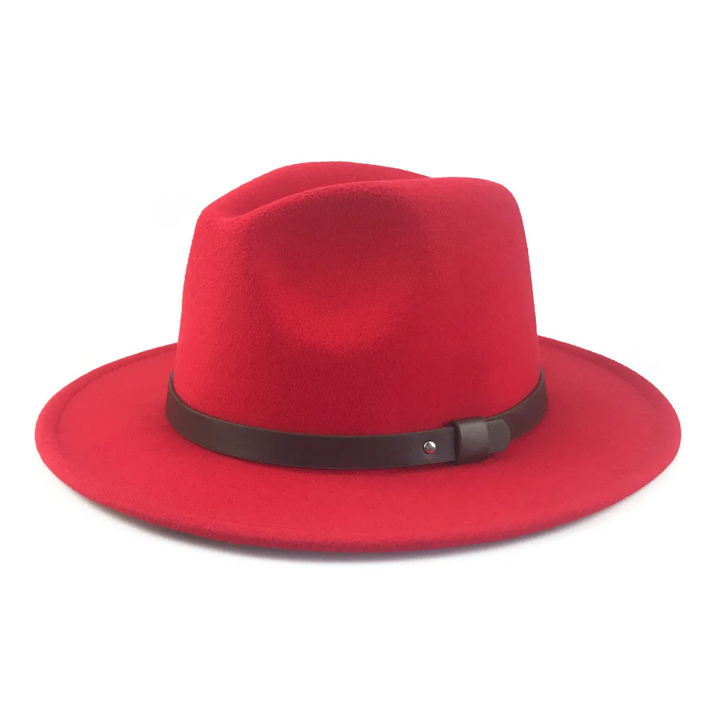 Man Women Cap Big Brim Fedora Weatern Style Bowler Vintage Woolen ...