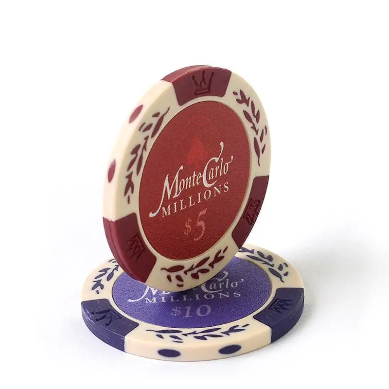 10pcs Poker Chips Monte Carlo Casino Wheat Coins Baccarat Texas Hold'em Chip 14g suit for table games