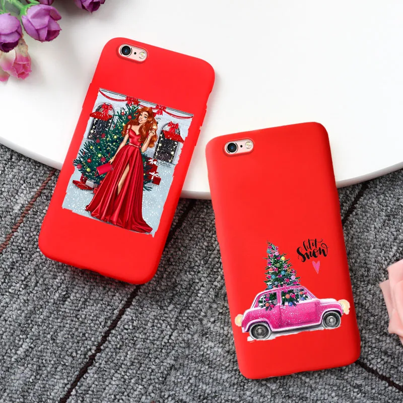 Модные тонкие рождественские красные чехлы для iPhone 11 Pro Max XR XS 5 5S SE 6S 7 8 Plus X 10 Ten