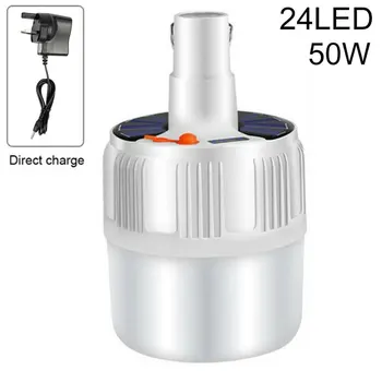 

50W Solar Powered Shed Light Bulb Portable Camping Night Market Hanging Lamp Light Bulb Hang Up Lamp Hook Outdoors Camp Lantern